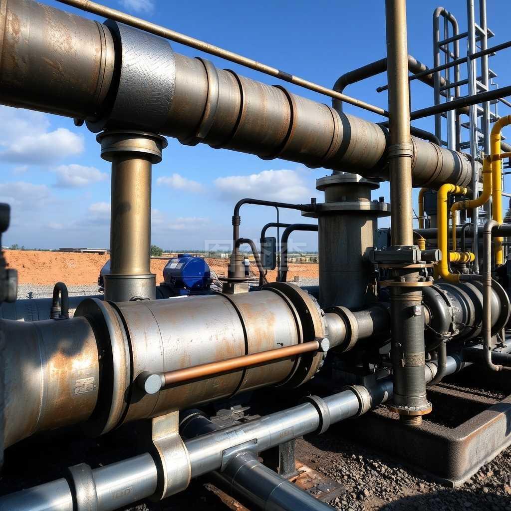 为油井泵动压缩机管道。石油和天然气设备。